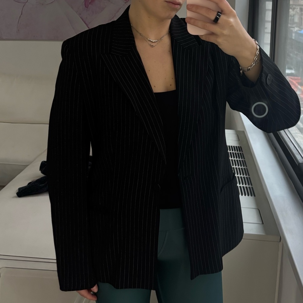 Max Mara Black Pinstripe Women's Blazer